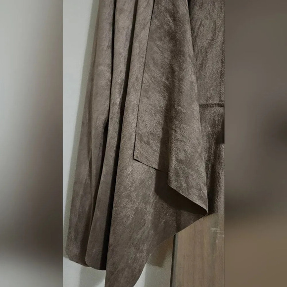 DO+BE vegan suede olive grey waterfall Draped jacket.  size med - Picture 4 of 5